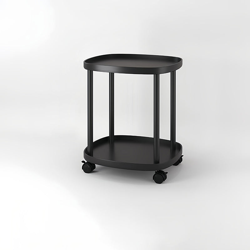 Mesa Auxiliar Escandinava Contemporánea Cuadrada de Acero al Carbono PP de 2 Niveles Movible para Dormitorio 