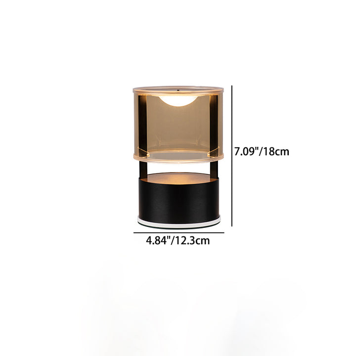 Modern Simplicity PMMA PC Stainless Steel Aluminum Cylinder LED Table Lamp For Bedside