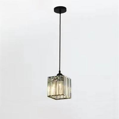 Modern Luxury Dazzling Prismatic Crystal Shade 1-Light Pendant Light For Bedroom