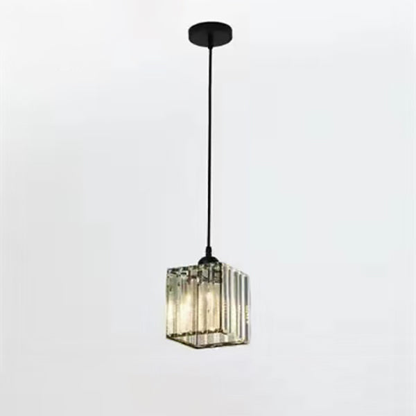 Modern Luxury Dazzling Prismatic Crystal Shade 1-Light Pendant Light For Bedroom