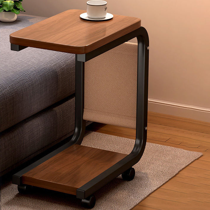 Modern Minimalist Square Tabletop Density Board Carbon Steel Side Table 1-Storage For Living Room