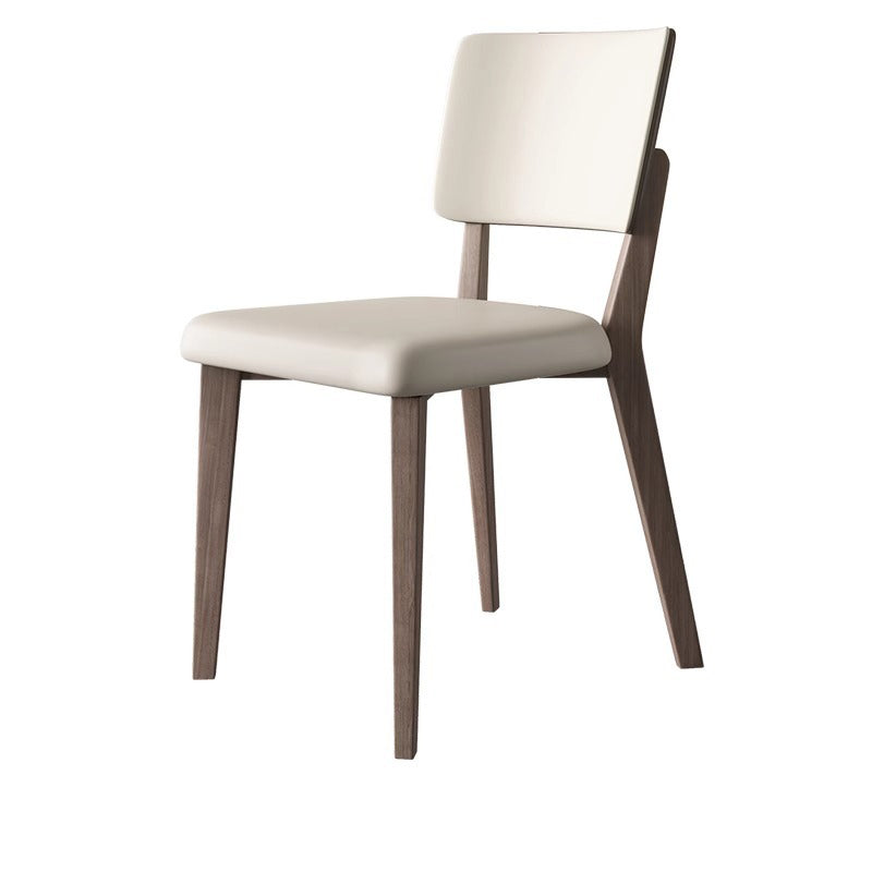 Contemporary Nordic Square PU Leather Ash Wood Frame Dining Chair Backrest For Dining Room