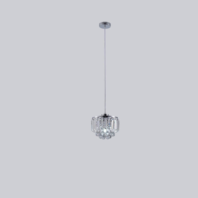 Nordic Light Luxury Round Iron Crystal String 1-Light Pendant Light