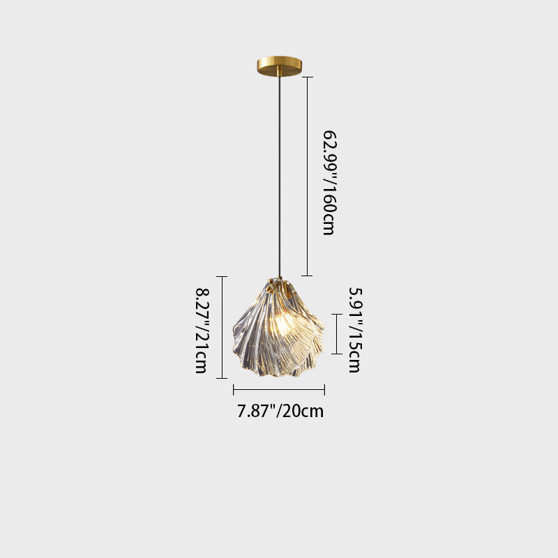 Moderne minimalistische Shell alle Kupfer Glas 1-Licht Pendelleuchte für Schlafzimmer 