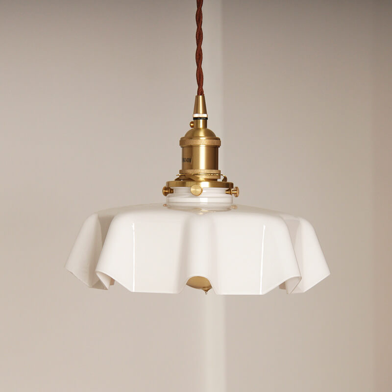 Lámpara colgante de 1 luz con forma de flor de vidrio tradicional francesa para sala de estar 