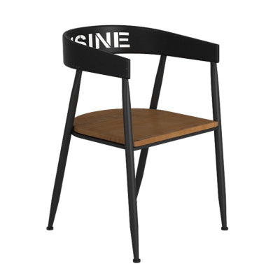 Silla de comedor contemporánea nórdica con estructura de hierro redonda y tapizada en cuero sintético con respaldo y reposabrazos para comedor 
