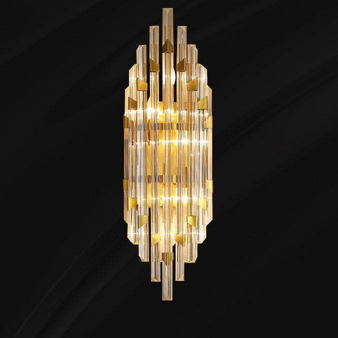 Aplique de pared contemporáneo de lujo con rayas y cristales de 2/4 luces para sala de estar 