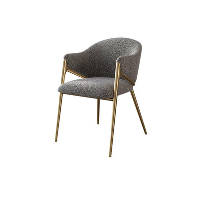 Silla de comedor contemporánea de lujo redonda de lana de cordero con patas de acero inoxidable, respaldo y reposabrazos para comedor 