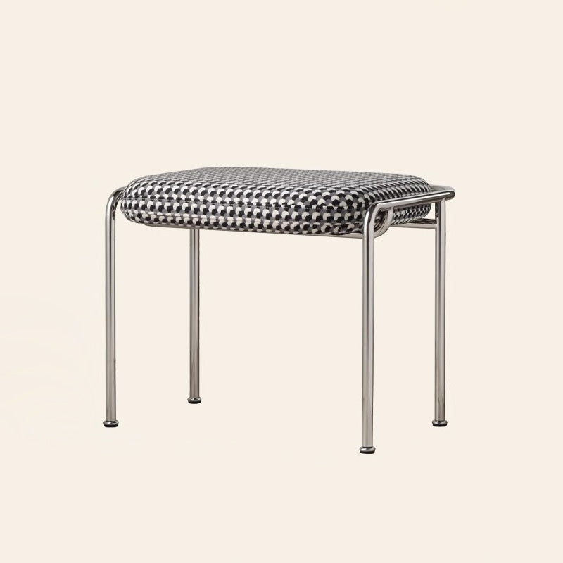 Tabouret de coiffeuse carré contemporain scandinave en coton et lin avec cadre en acier inoxydable sans dossier pour chambre 