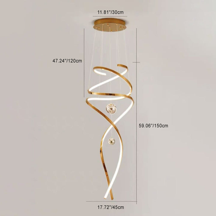 Zeitgenössische skandinavische Titan Edelstahl Acryl Linie LED Pendelleuchte für Wohnzimmer 