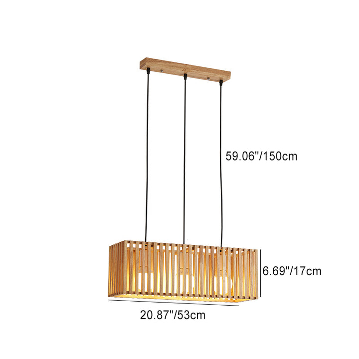 Lustre rectangulaire traditionnel en bois massif 1/3 lumières pour salon 