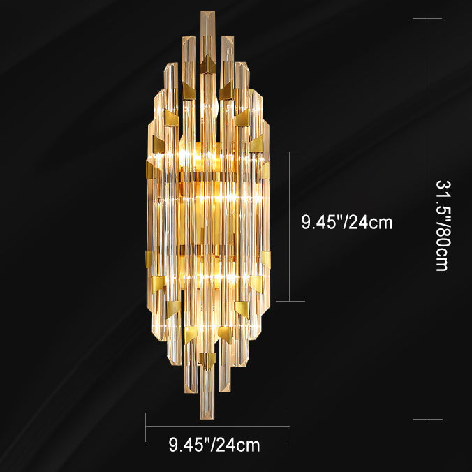 Aplique de pared contemporáneo de lujo con rayas y cristales de 2/4 luces para sala de estar 