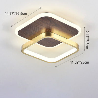 Modern Minimalist Aluminum Circular Square LED Semi-Flush Mount Ceiling Light