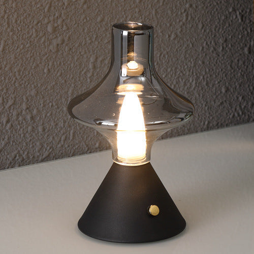 Zeitgenössische Einfachheit Glas Spinner Gyroskop Metall Basis LED USB Tisch Lampe Für Schlafzimmer 