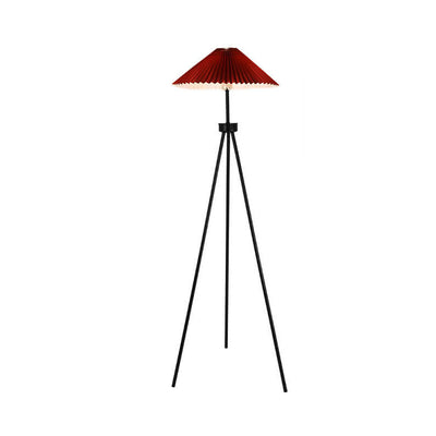 Nordic Modern Pleated Canvas Shade Iron Tripod 1-Light Standing Floor Lamp