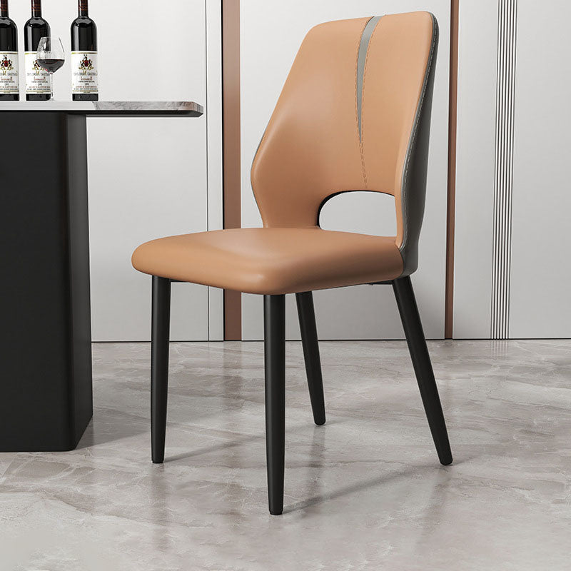 Modern Luxury Square Cushion Faux Leather Carbon Steel Dining Chair Backrest For Dining Room