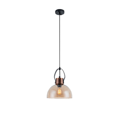Lámpara colgante de 1 luz de vidrio y hierro forjado minimalista industrial 