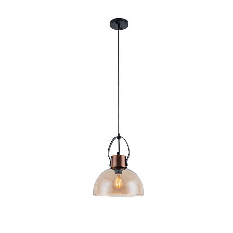 Lámpara colgante de 1 luz de vidrio y hierro forjado minimalista industrial 