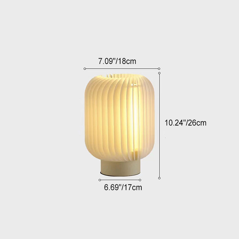 Lampe de Table LED en tissu acrylique plissé rond de simplicité moderne pour chambre à coucher 