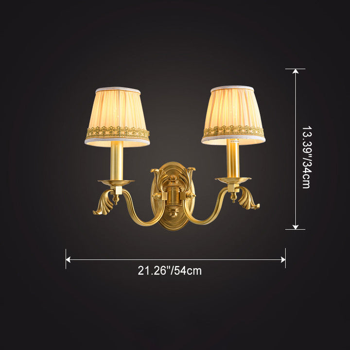 Lámpara Aplique de Pared de Cúpula de Cobre de Lujo Moderno de Tela 1/2-Luz para Sala de Estar 