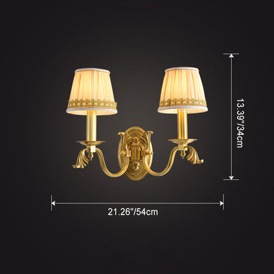 Applique murale en dôme de luxe moderne en tissu cuivre 1/2 lumière pour salon 