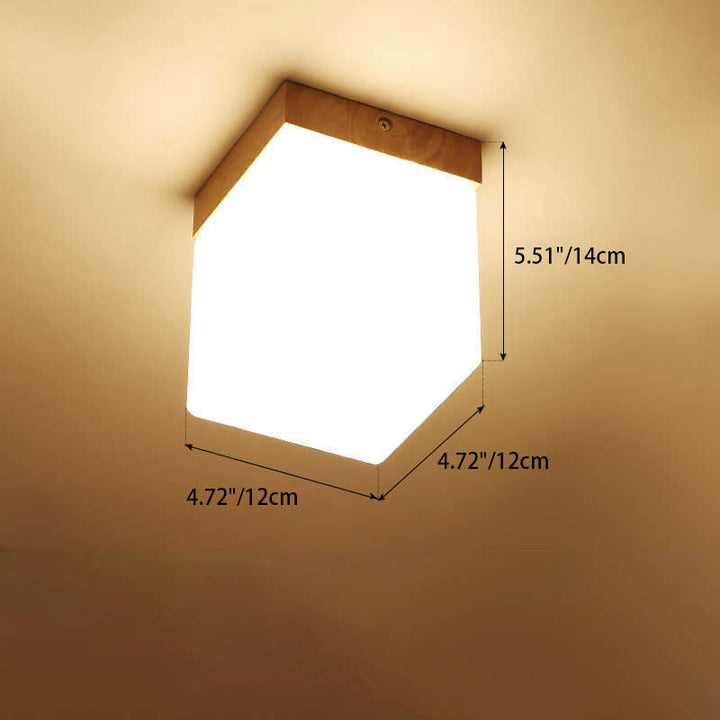 Luz de techo semiempotrada de 1 luz cuadrada circular de madera minimalista nórdica moderna 