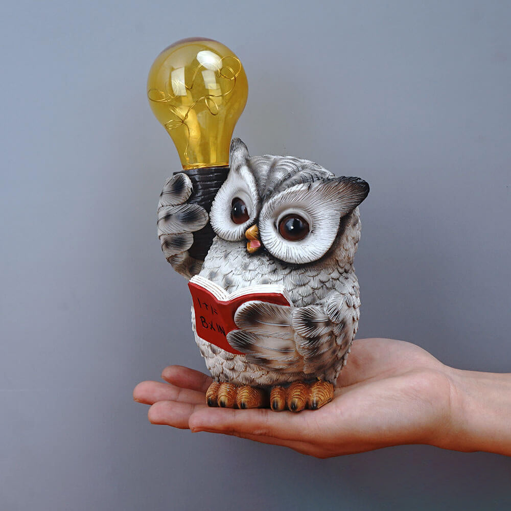 Lampe de table à LED en résine de hibou solaire décoratif moderne 