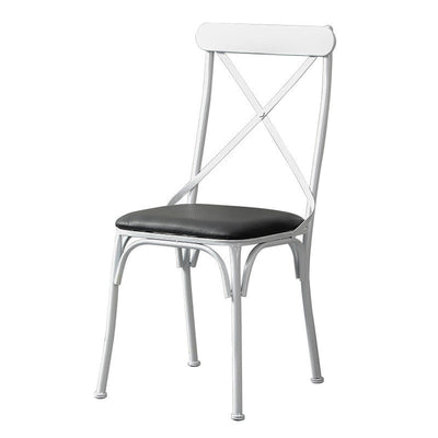 Ensemble de chaises et table de salle à manger en cuir industriel contemporain, bois, fer, avec dossier en forme de X pour salle à manger 