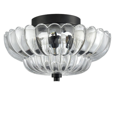 Zeitgenössische Luxus-Deckenleuchte mit Blumenmuster, Glas und Eisen, 3 Lichter, halbbündige Montage, für Schlafzimmer 