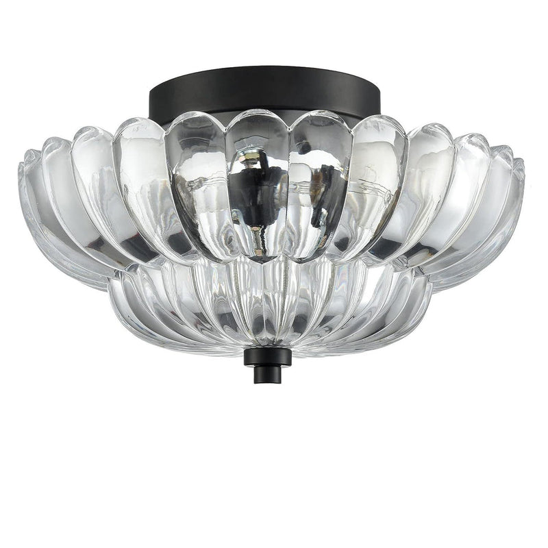 Zeitgenössische Luxus-Deckenleuchte mit Blumenmuster, Glas und Eisen, 3 Lichter, halbbündige Montage, für Schlafzimmer 