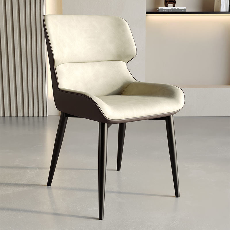 Dossier de chaise de salle à manger rembourré en cuir PU carré de luxe contemporain pour salle à manger 