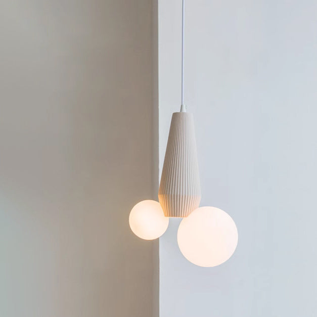 Lustre suspendu à 2 lumières en résine PE, cylindre irrégulier, orbe créatif contemporain pour salon 