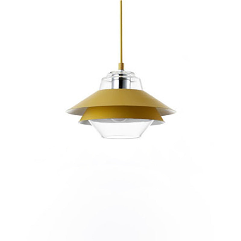 Suspension lumineuse contemporaine nordique ronde en verre et fer à 1 lumière pour salon 