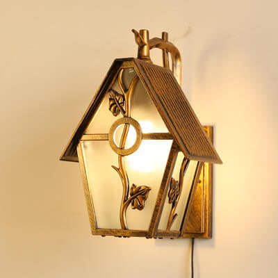 Applique murale extérieure rétro en aluminium étanche avec verre dépoli et 1 lumière 