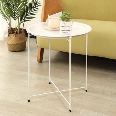Bandeja de mesa de café redonda minimalista moderna con marco de hierro para sala de estar 