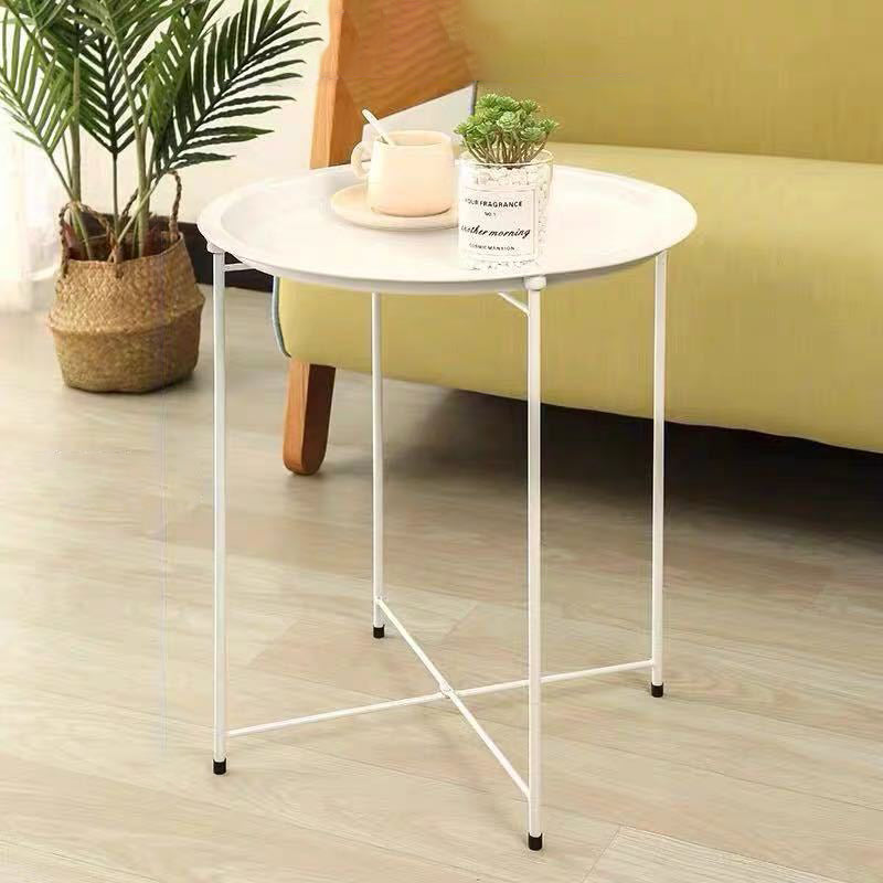Bandeja de mesa de café redonda minimalista moderna con marco de hierro para sala de estar 