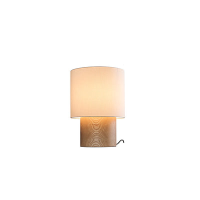 Traditionelle Bauernhaus Zylinder Holz Stoff 1-Licht Tischlampe für Nachttisch 