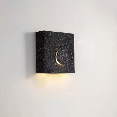 Contemporary Scandinavian Eclipse Square Cement 1-Light Wall Sconce Lamp For Bedroom