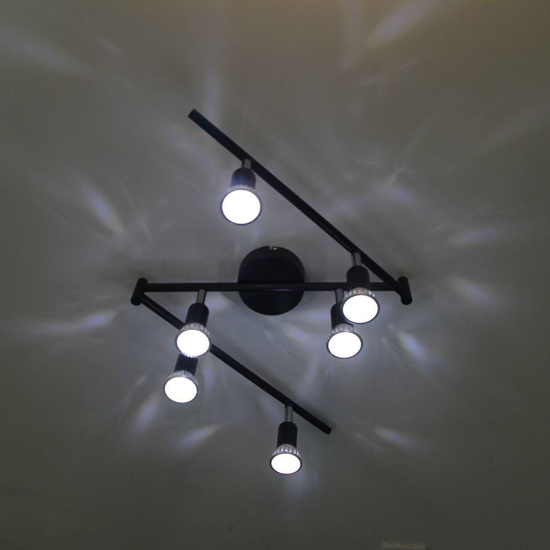 Lumière de plafond semi-encastrée à 6 lumières, matériel moderne minimaliste, cylindre long, angle réglable pour le salon 