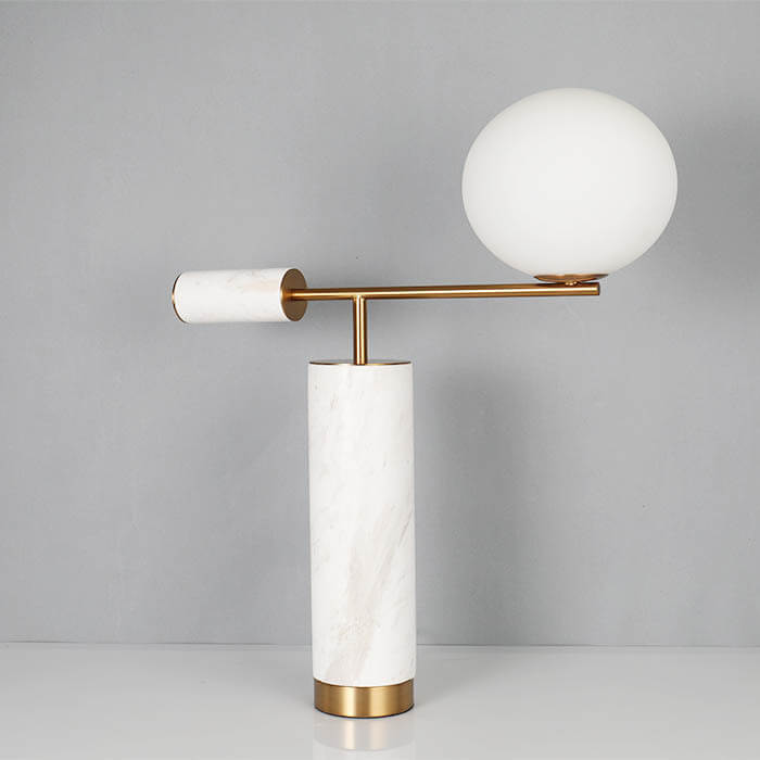 Nordisches modernes Marmortextur zylindrisches Glasball 1-Licht Tischlampe 