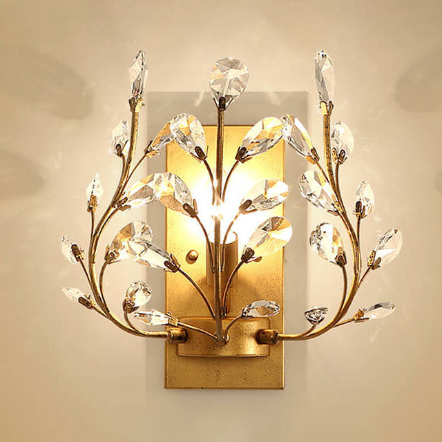 European Light Luxury Iron Candle Crystal Lamp Holder 1-Light Wall Sconce Lamp