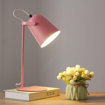 Nordic Macaron Farbe Kreatives Eisen-Eimer-Design 1-Licht Tischlampe 