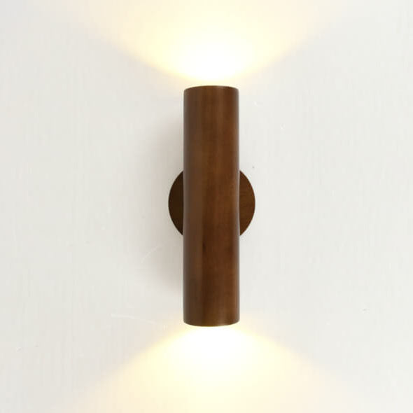 Applique murale LED à double tête en bois massif simple et moderne 