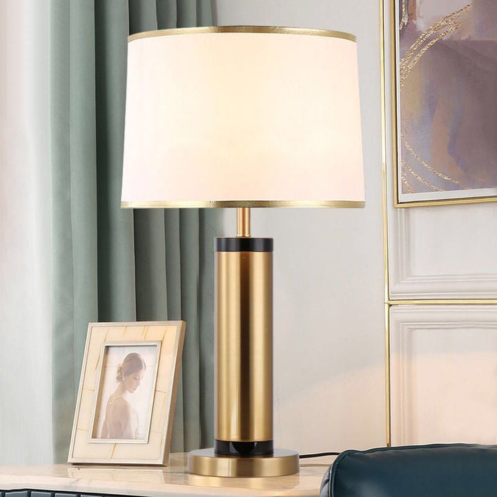 Moderne Übergangszylinder Eisengewebe 1-Licht Tischlampe für Wohnzimmer 