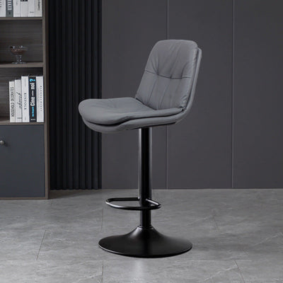 Taburete de barra con respaldo contemporáneo nórdico base redonda cojín rectangular cuero nappa espuma estructura de metal para comedor 
