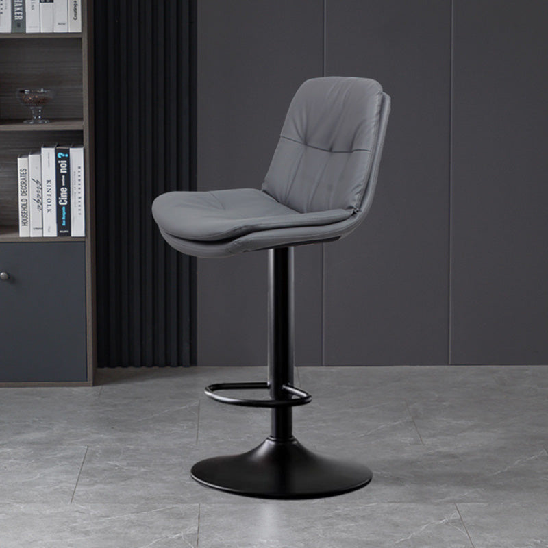 Taburete de barra con respaldo contemporáneo nórdico base redonda cojín rectangular cuero nappa espuma estructura de metal para comedor 