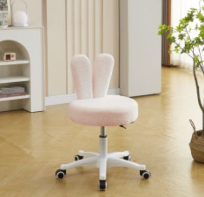 Zeitgenössischer kreativer runder Stuhl mit Kaninchenohren aus Metall, Lammwolle und Schaumstoff, drehbar für das Wohnzimmer 