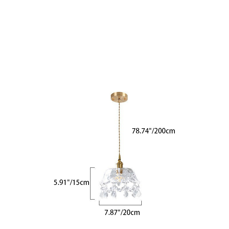Moderne Art Deco Messing Rahmen Kristall Runde Glas Schatten 1-Licht Pendelleuchte für Wohnzimmer 