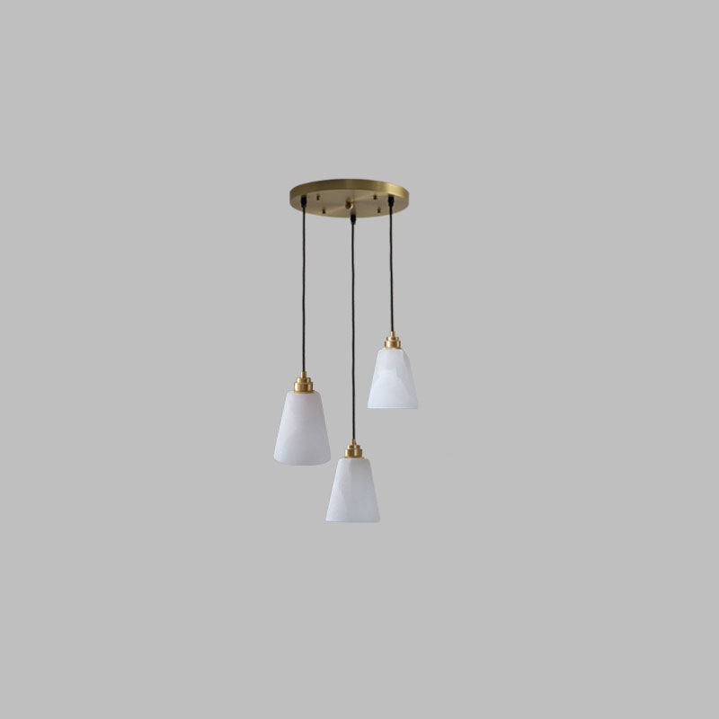 Modern Light Luxury Minimal White Copper Marble 1/3-Light Island Light Chandelier