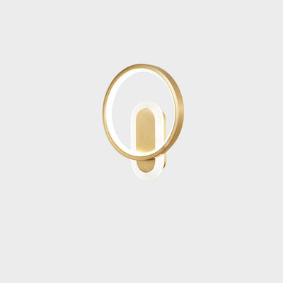 Aplique de pared LED con anillo circular geométrico de acrílico y cobre nórdico moderno 